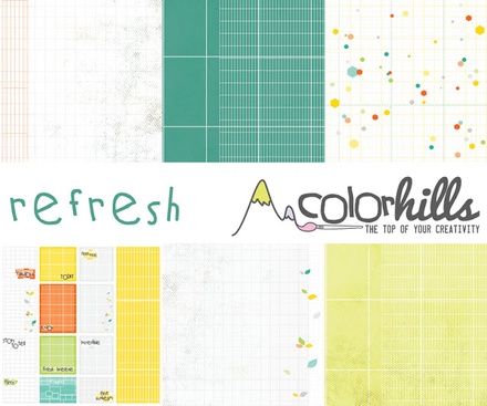 Набор бумаги, фишек и штампов от Color Hills - Коллекция Refresh, 14 элементов
