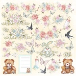Лист с картинками для вырезания Baby shabby 30,5х30,5 см, ТМ Фабрика Декора