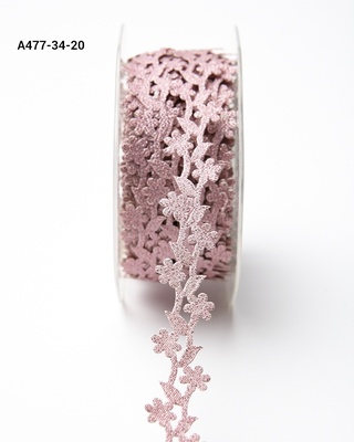 Лента на клеевой основе - Adhesive Fleur-de-lis Scroll Design - розовая, ширина - 22 мм, длина 90 см