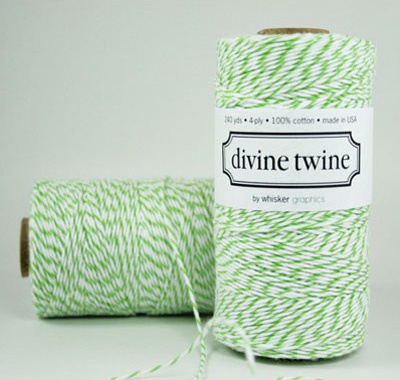 Хлопковый шнур от Divine Twine - Green Apple, 1 мм, цвет салатовый/белый, 1м