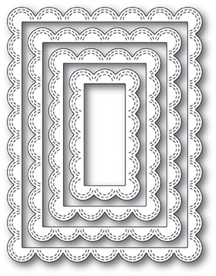 Нож для вырубки от Poppystamps - Double Stitch Scalloped Rectangle Frames