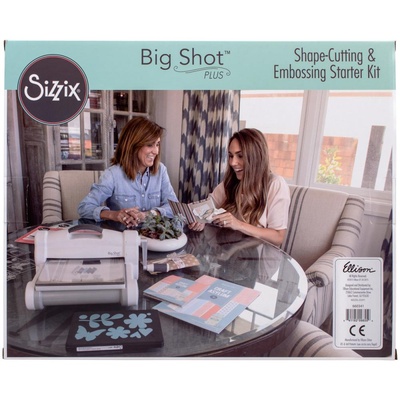 Машинка для вирубки і тиснення Sizzix Big Shot PLUS Machine White & Gray, біло-сіра (з платформою і пластинами), стартовий набір