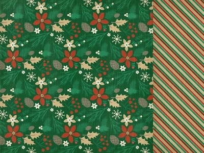Лист двусторонней скрапбумаги от Kaisercraft - HOLLY BRIGHT PINE CONE, 30,5х30,5 см