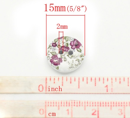 Деревянная пуговица Multicolor Flower B17602, диаметр 15 мм, 1 шт.