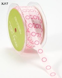 Лента GROSGRAIN / CIRCLES,  ширина 9,5мм, цвет PINK/FUCHSIA/WHITE, 90см