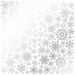 Аркуш одностороннього паперу зі срібним тисненням, дизайн Silver Snowflakes White, 30,5см х 30,5см, ТМ Фабрика Декору
