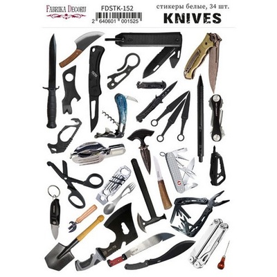 Набор наклеек (стикеров) 34 шт Knives #152, ТМ Фабрика Декора