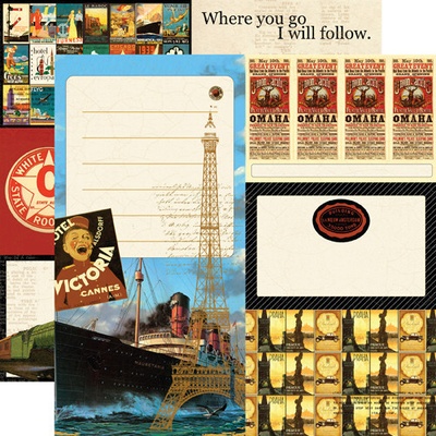 Лист скрапбумаги от Echo Park - All Aboard - двусторонняя, 30х30 см