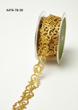 Лента - dhesive Fleur-de-lis Scroll - золото, ширина - 22 мм, длина 90 см