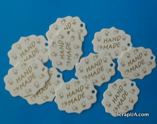 Набор белых тэгов "HandMade", 10 шт.: 45х55мм, цвет надписи на выбор