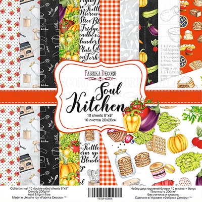 Набор скрапбумаги - Soul Kitchen, 20х20 см, Фабрика Декора