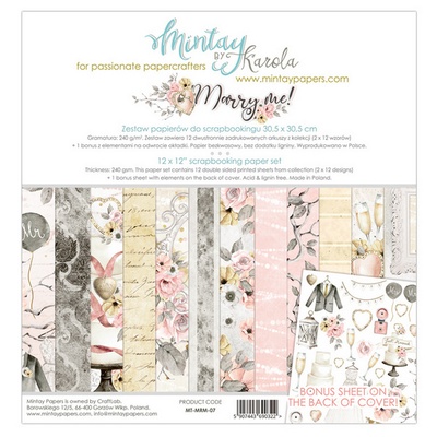 Набор скрапбумаги Mintay Papers by Karola - Marry Me, 30х30 см, 12 листов, двусторонняя