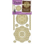 Набор наклеек-высечек HOTP - Dazzles Doilies Pearl, размер 10х23 см, 14 шт., цвет золото.