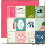 Лист двусторонней скрапбумаги Carta Bella - Sew Fun, Sew Lovely, 30х30 см